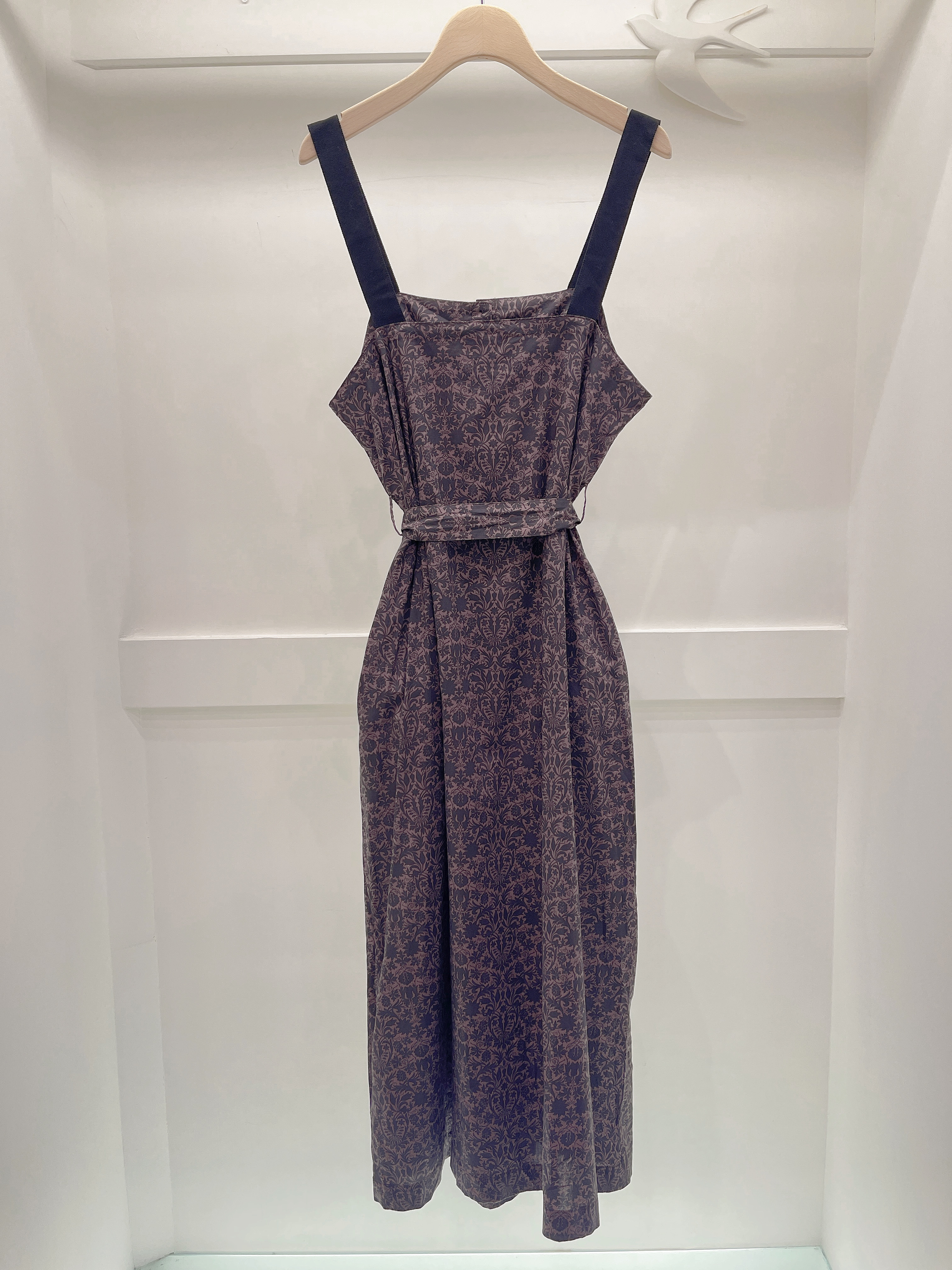 細肩花布襯衫洋裝