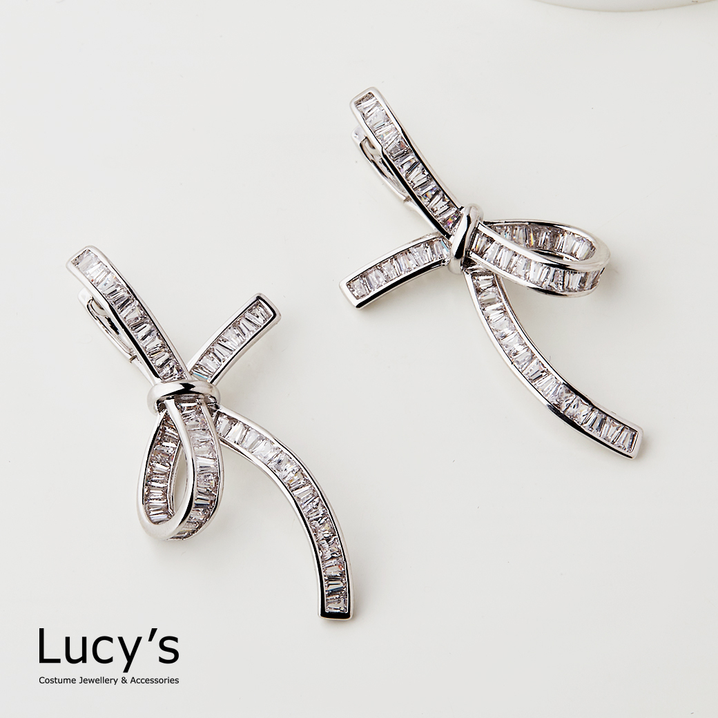 晶彩蝴蝶結 易扣耳環 (二色) (103384/123380)