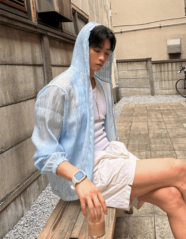 Shabet 短款透視連帽拉鍊衫