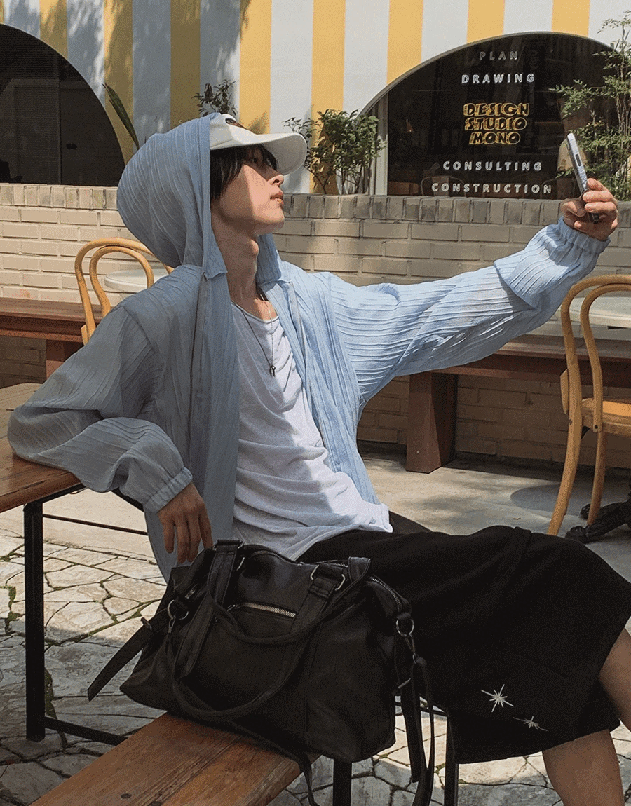 Shabet 短款透視連帽拉鍊衫