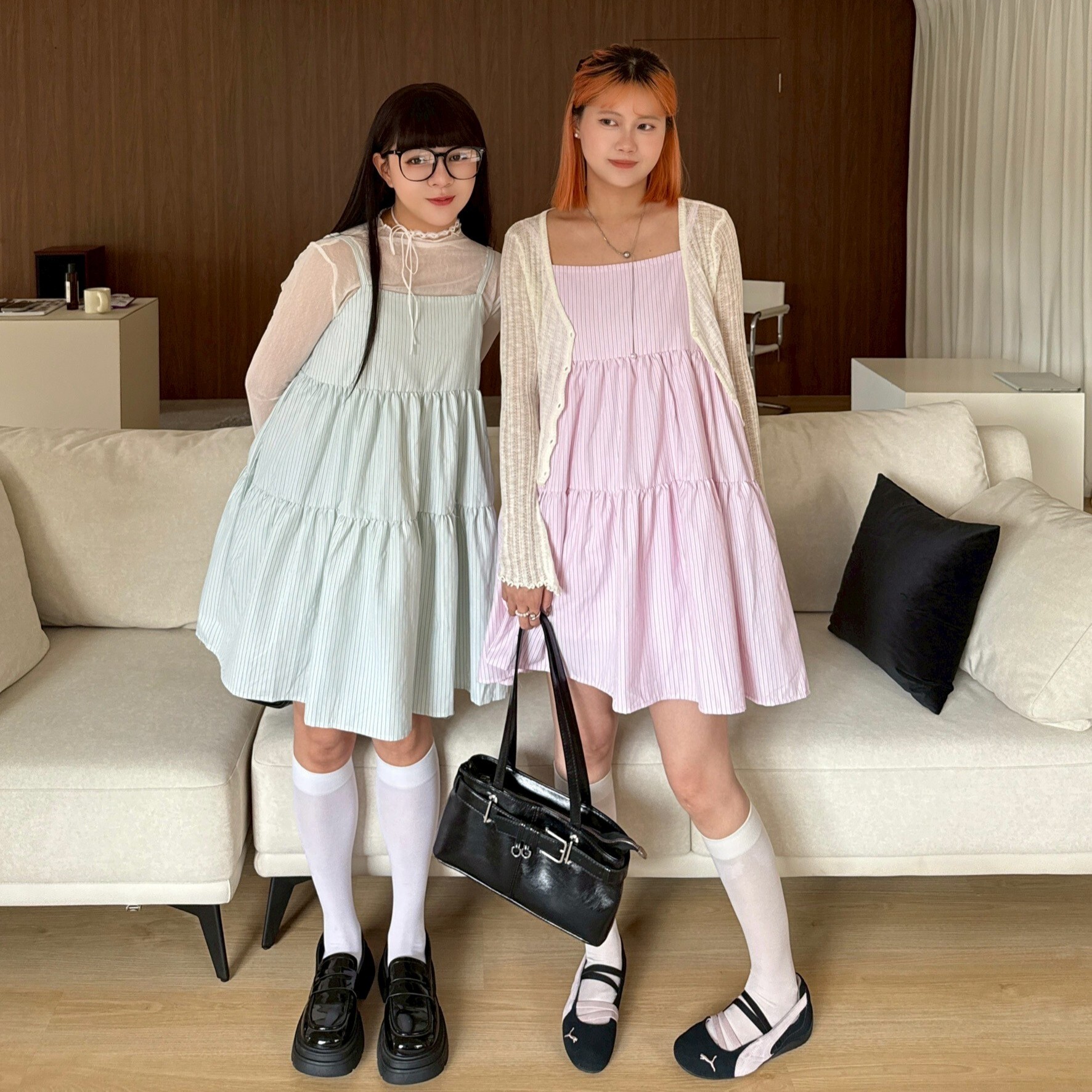 /𝙘𝙝𝙞𝙝 𝙢𝙖𝙙𝙚/ 草莓布丁🍮直紋蛋糕短洋