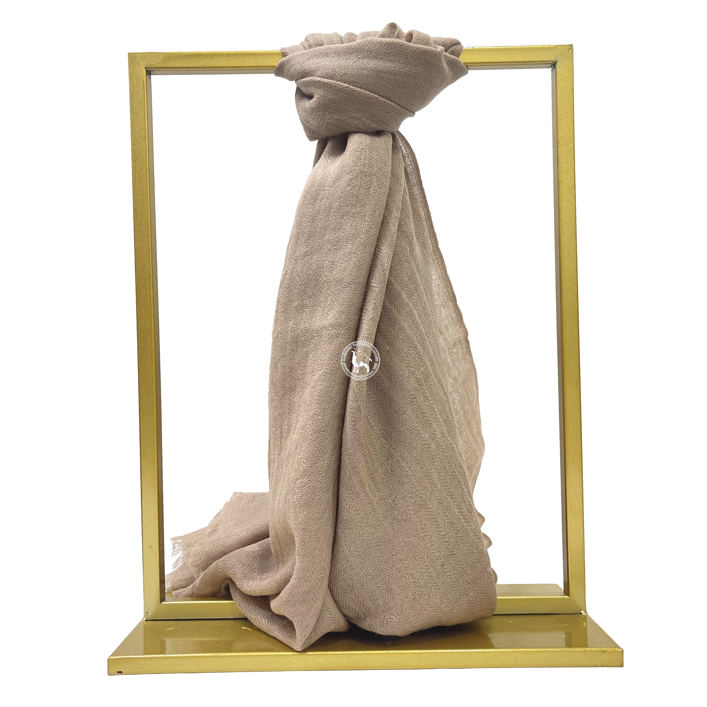 駝色喀什米爾四層手工編織羊絨圍巾