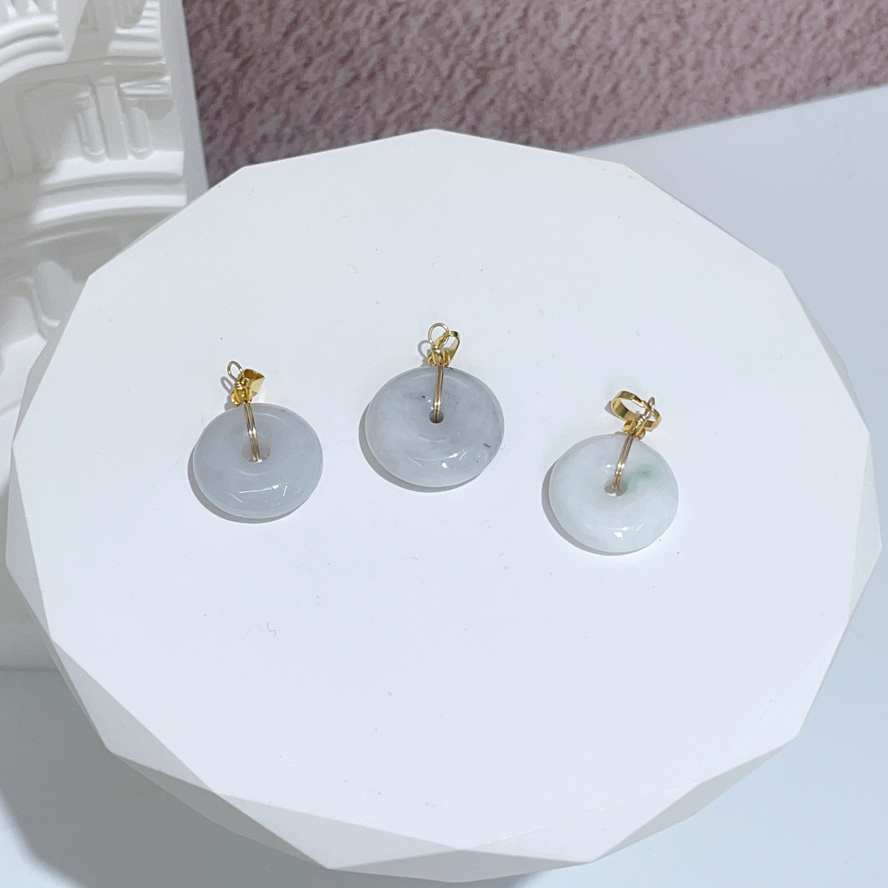 翡翠平安扣吊墜配鈦鋼頸鏈