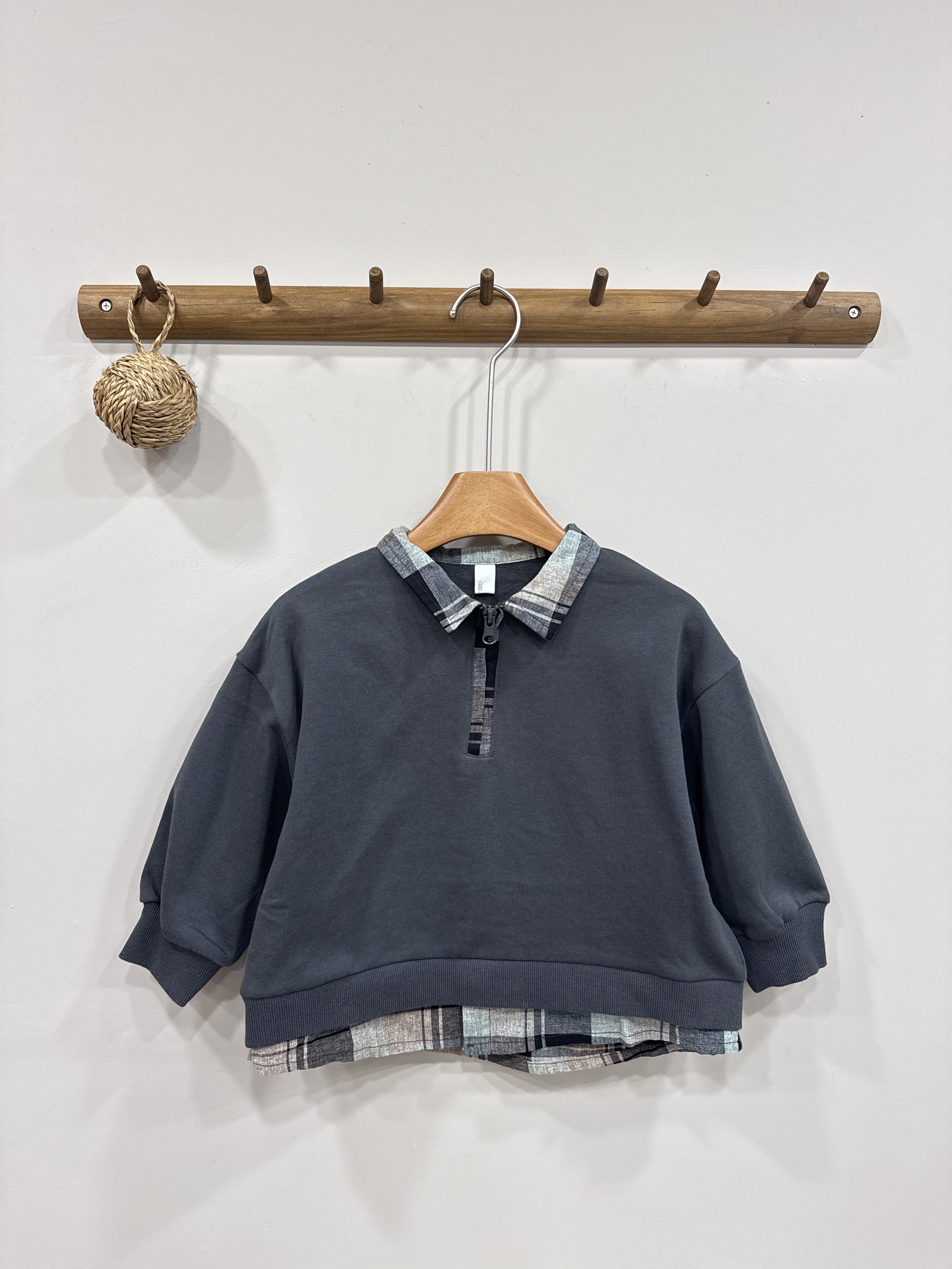 A02859假兩件拉鍊上衣