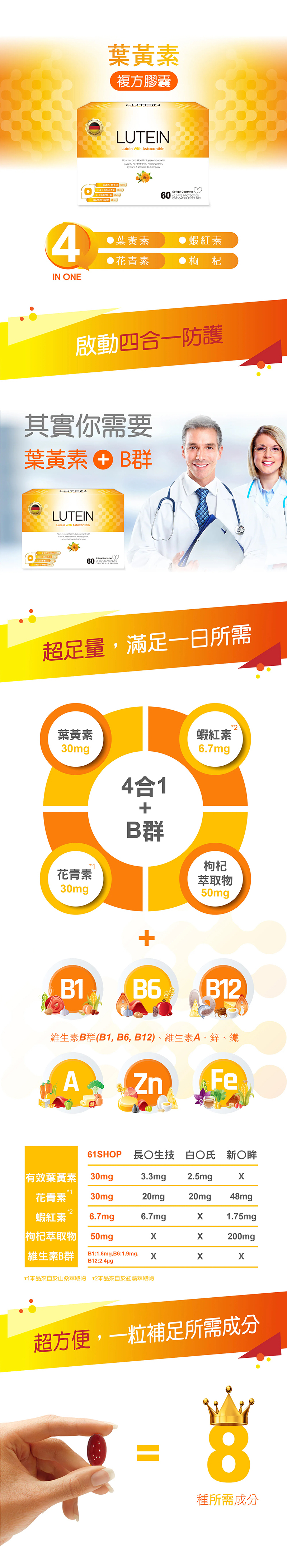 61shop，葉黃素軟膠囊