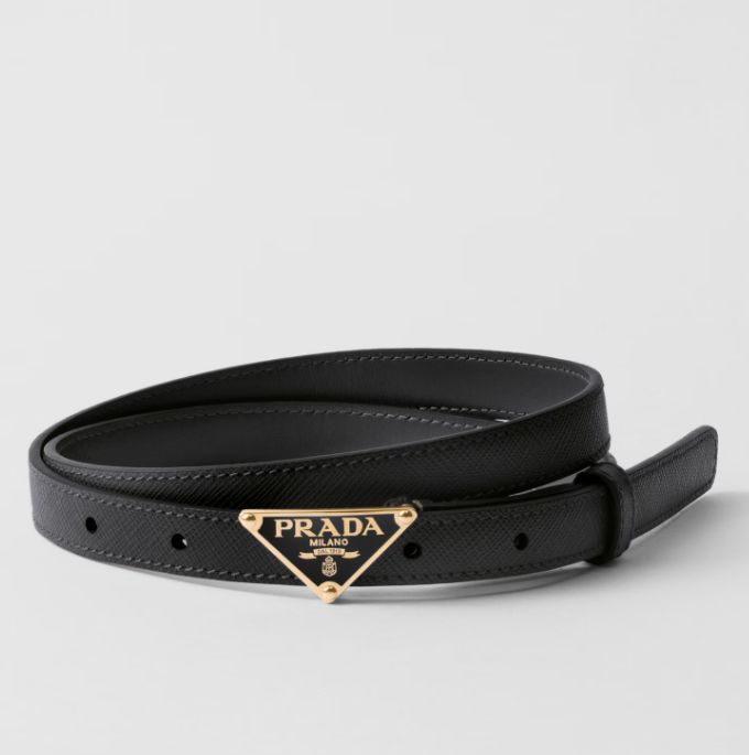 1PD0911-007 PRADA Saffiano Leather Belt Black #1CC621053 (T-EU-E)