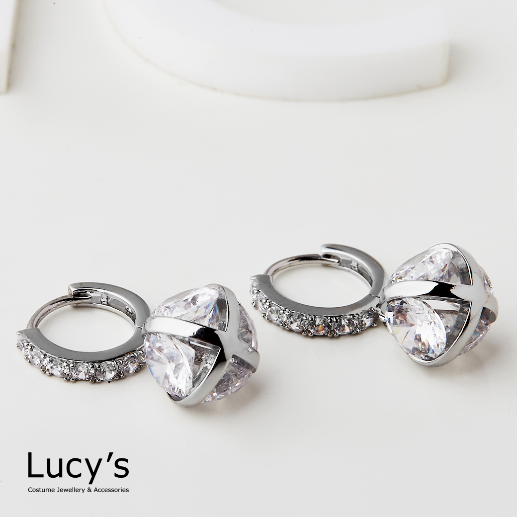 晶鑽球 易扣耳環 (三色) (124691/124692/124693)