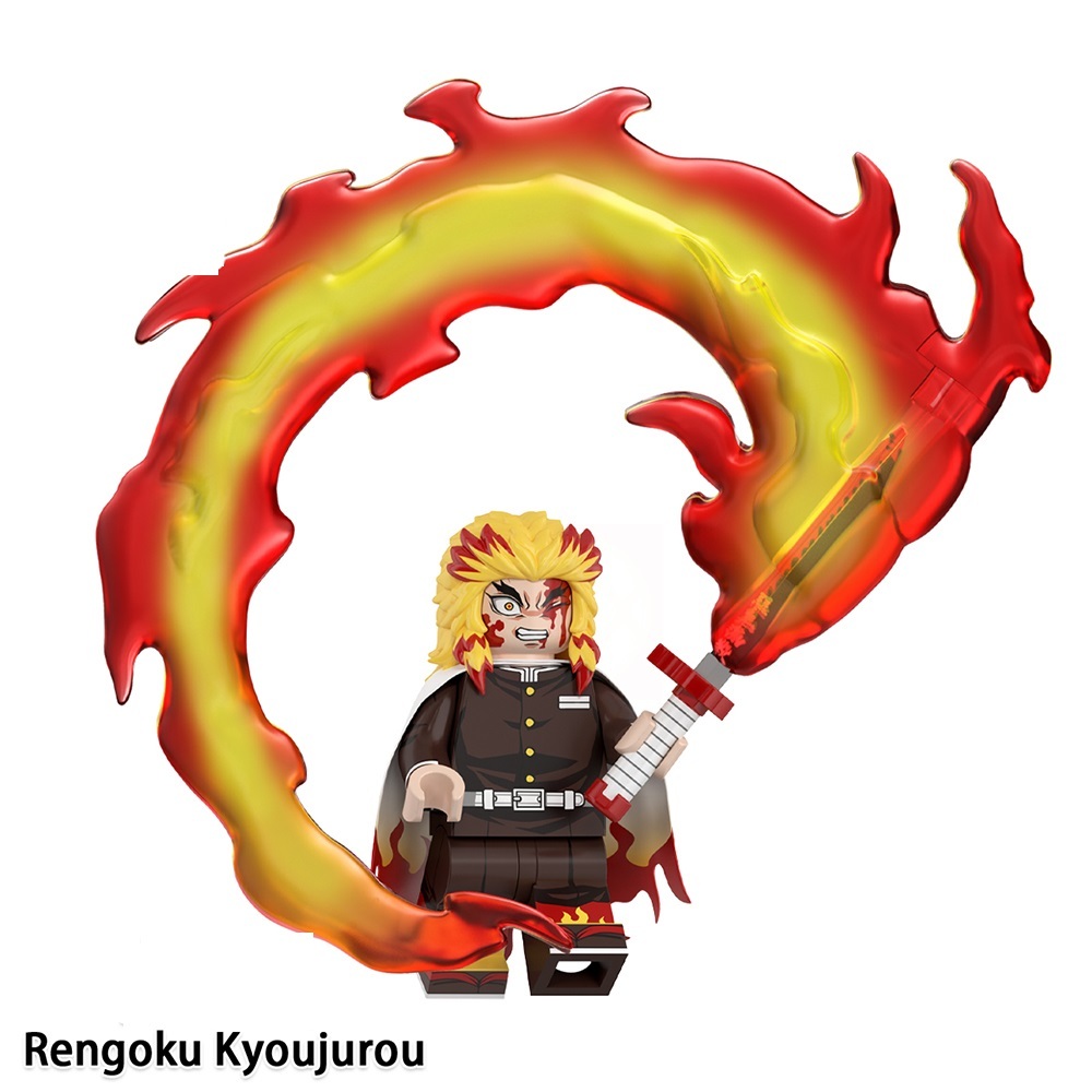 Demon Slayer Rengoku Kyoujurou Custom Minifigures Fit Lego WM6218 WM3005