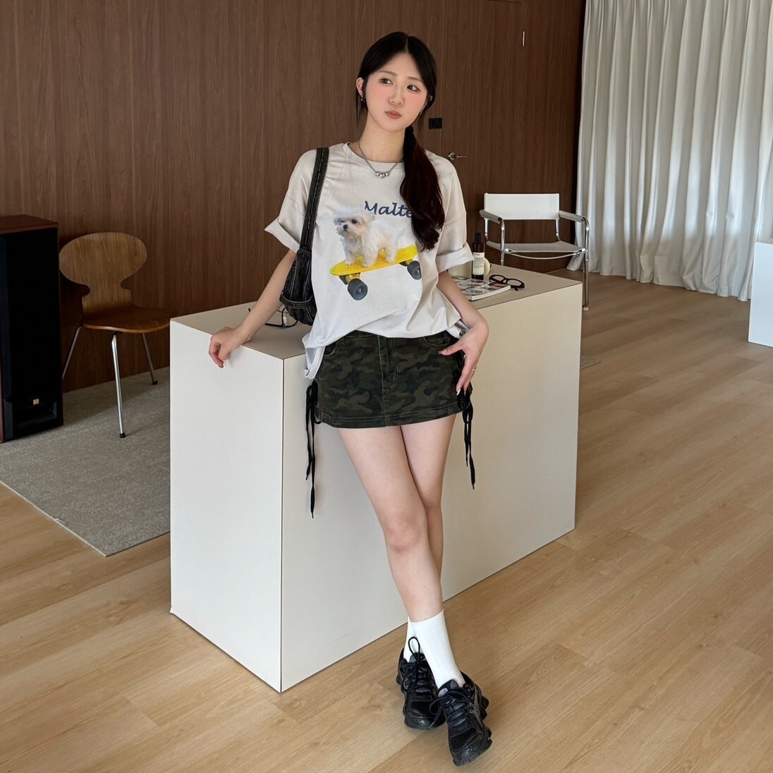 綁住你的心!側綁繩牛仔短裙