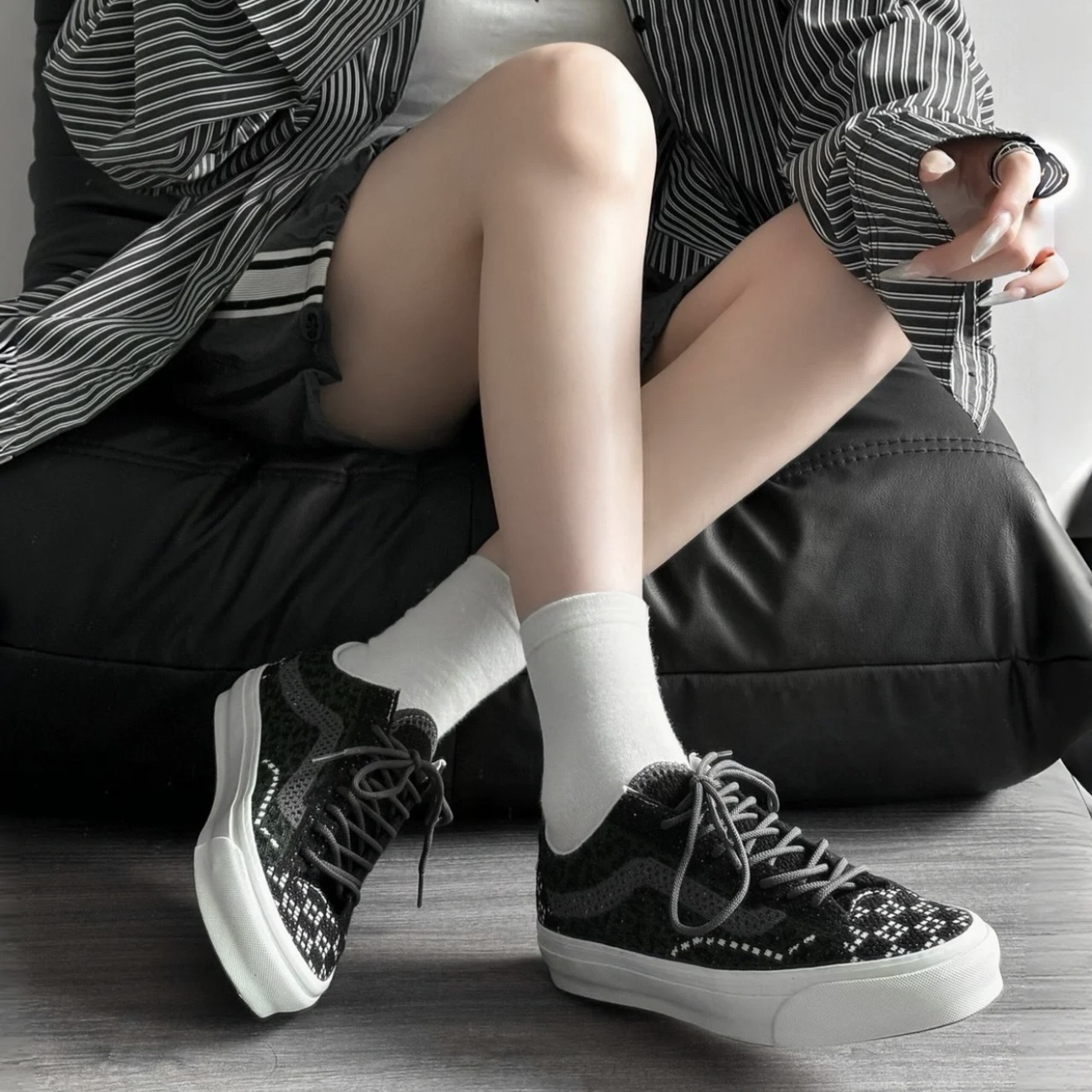 VANS PREMIUM OLD SKOOL 黑白 編織 休閒 低筒 滑板鞋 VN000EFKEMU