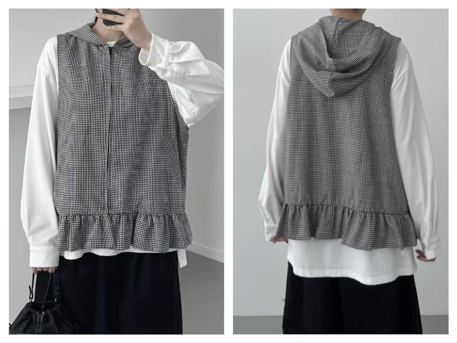 KR 女裝格仔有帽外套 (K8 BR691)