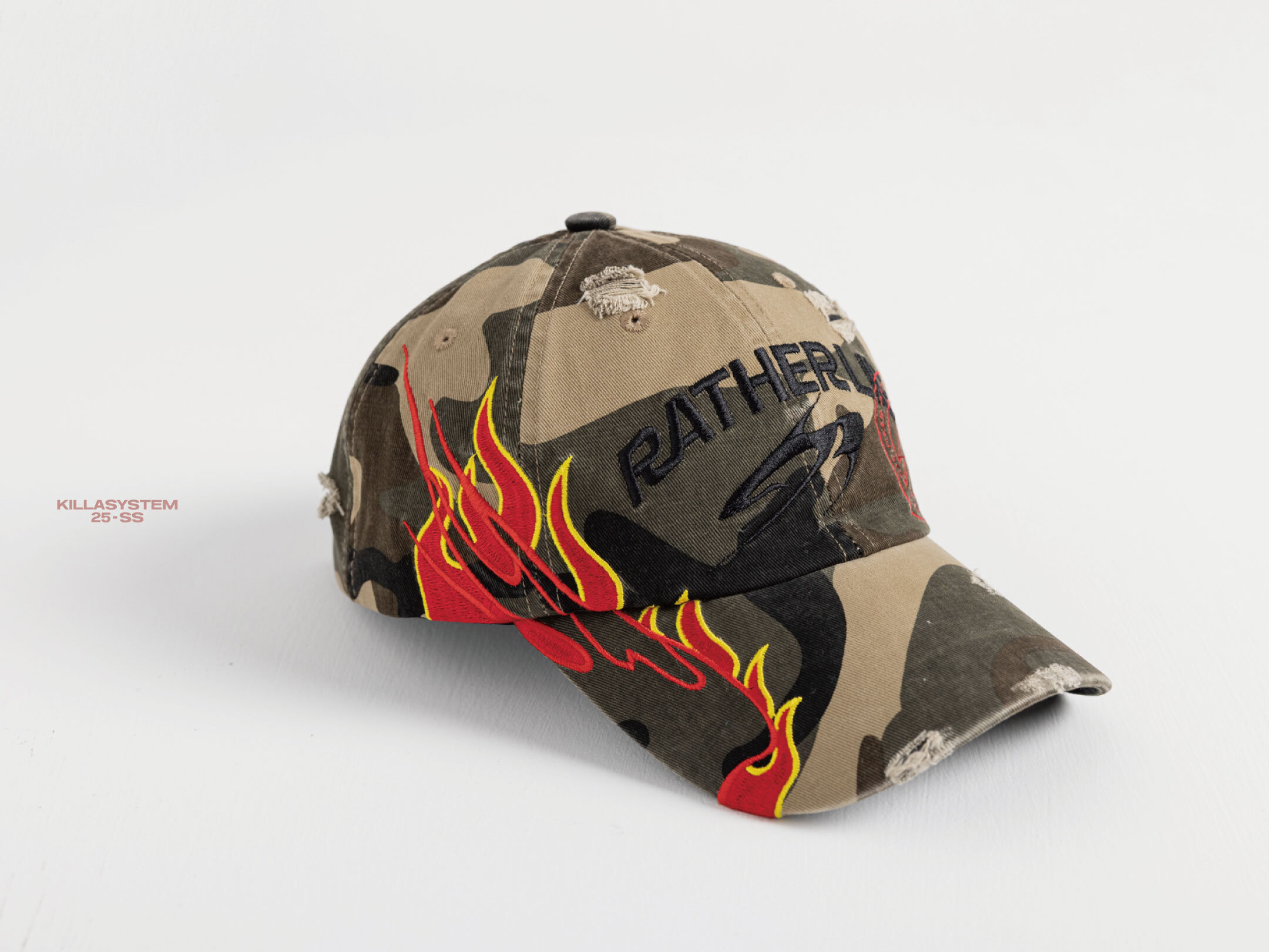 KILLASYSTEM 25S/S CRIMINAL DAMAGE CAMO CAP 迷彩 水洗 破壞 棒球帽