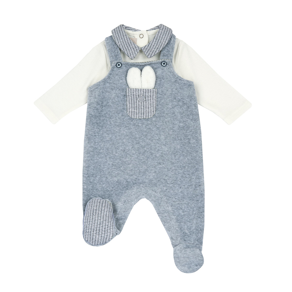 冬雪-花紗+灰格連腳兩件式背心褲套裝