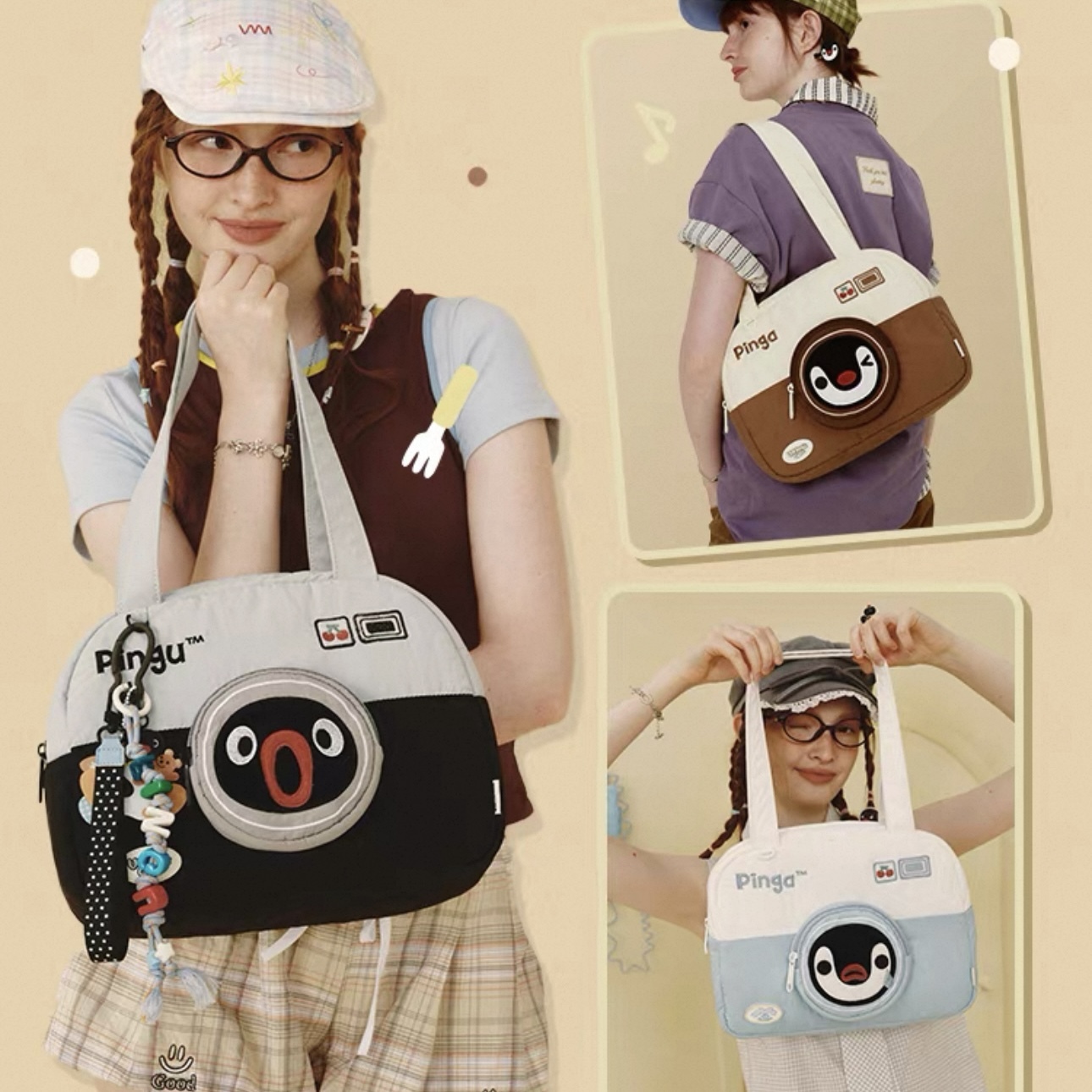 VANWALK x PINGU 企鵝家族 單肩包 大容量 平板包 休閒 通勤上課 手提袋