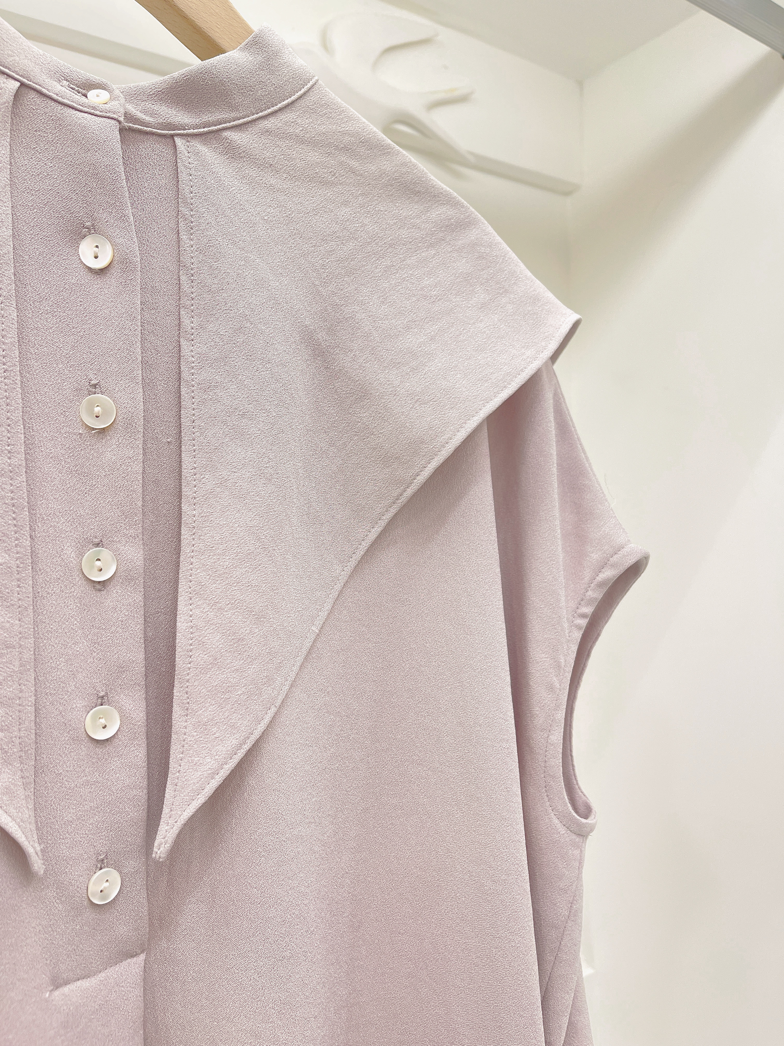 領片襯衫斜袖洋裝