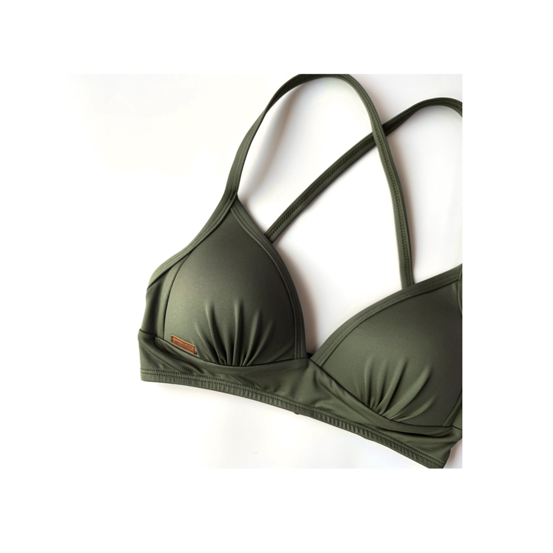 ▲Muiiswim Ulva 美胸馬甲背勾上衣 橄欖綠