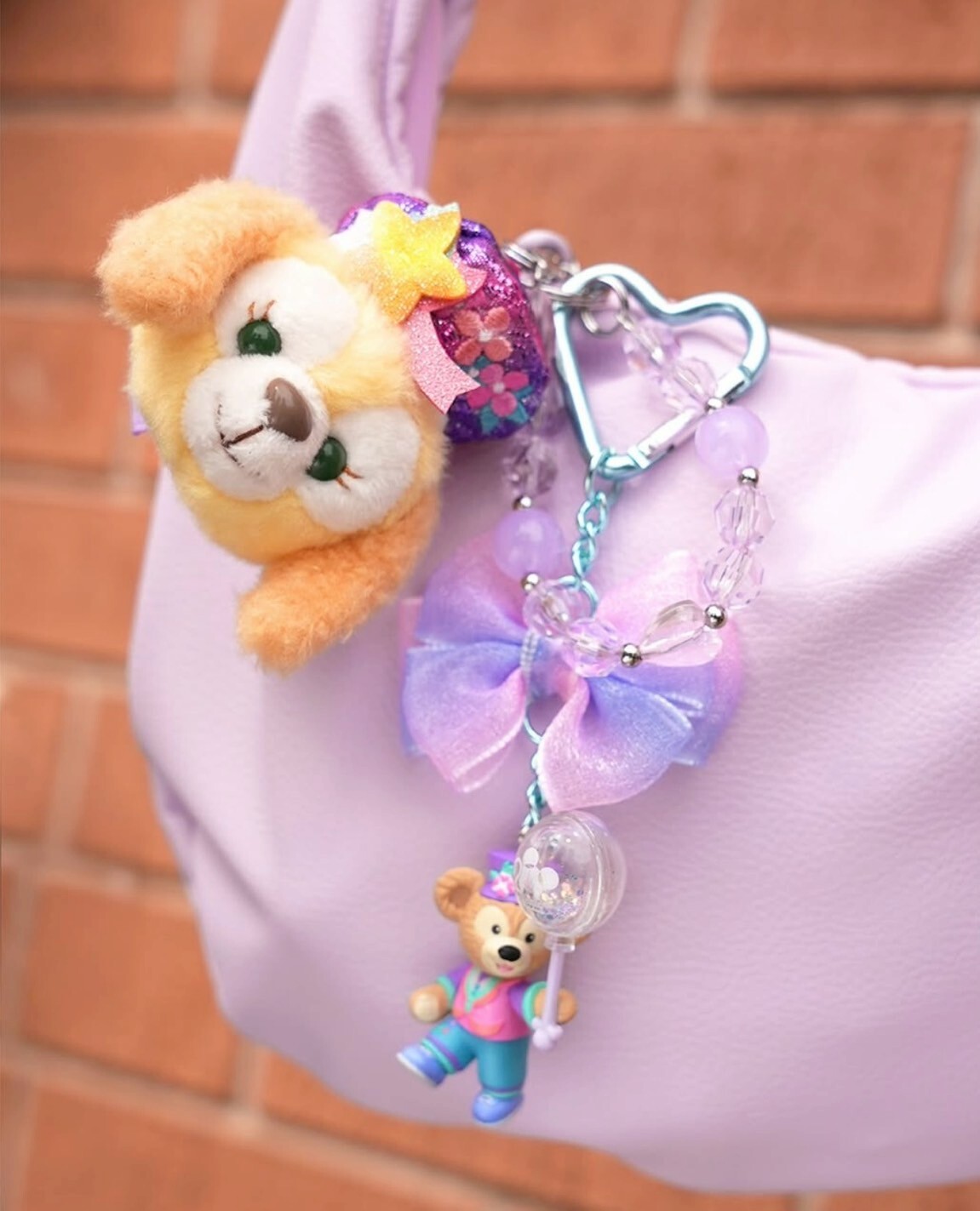 20周年奇妙派對 達菲Duffy與好友 達菲Duffy 蝴蝶結 愛心造型 鑰匙圈 吊飾 -香港迪士尼樂園