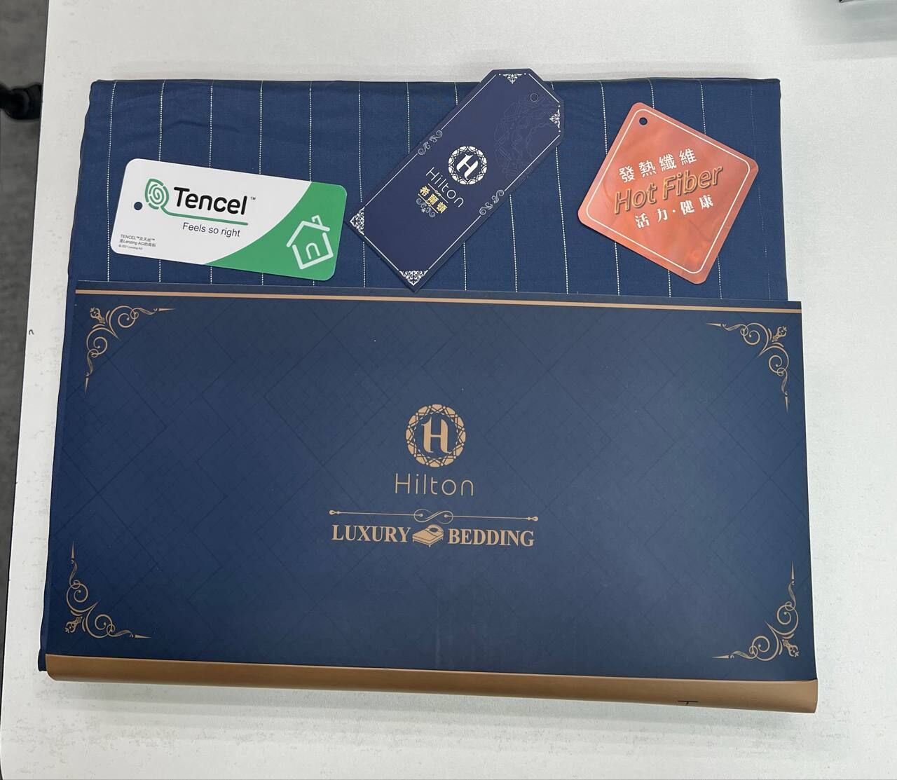 [S] HILTON Graphene Double Bed Sheet and Pillow Case Three-piece Set, B1002 (SZZ697)