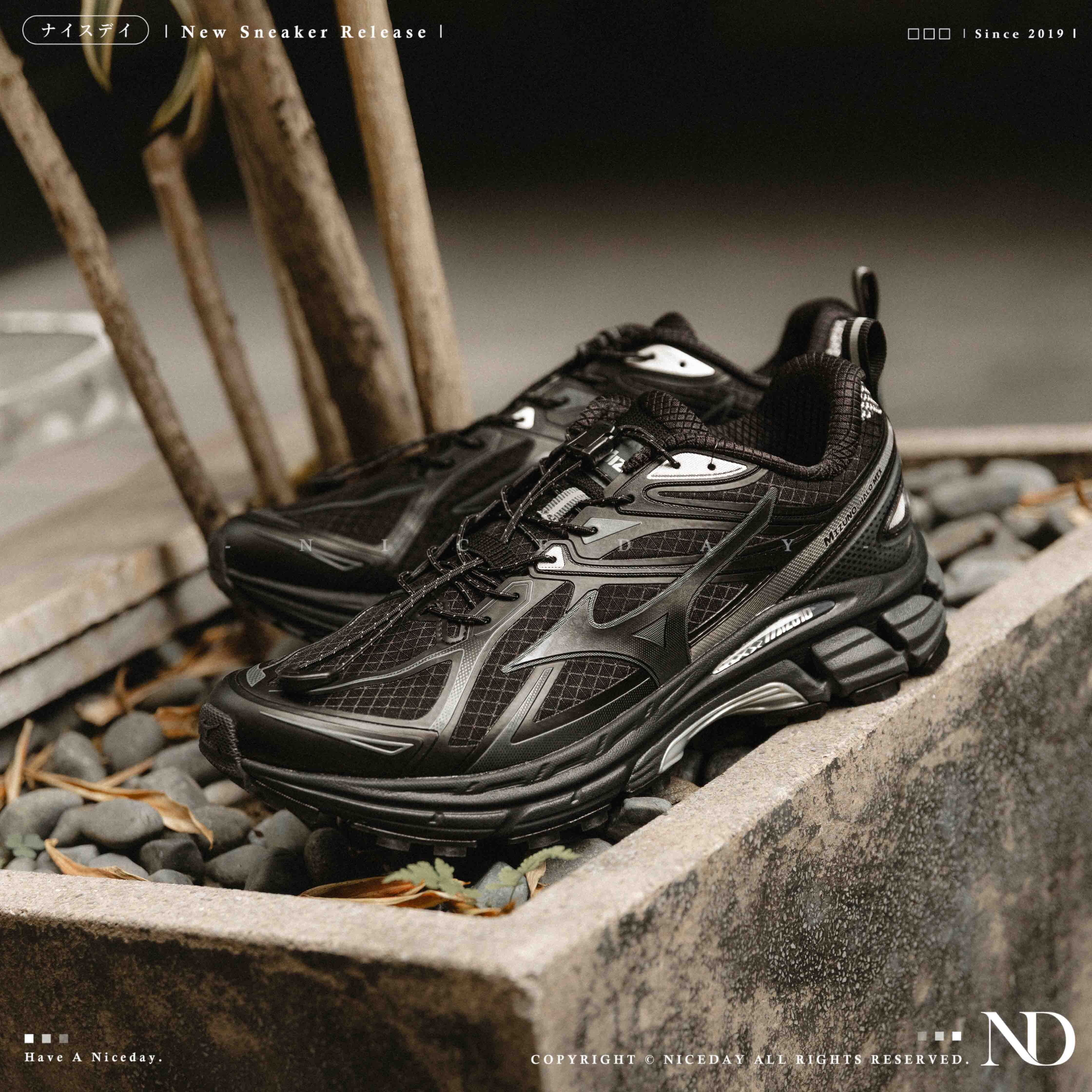 NICEDAY 代購 Mizuno Halo Mix TL Black 黑色 黑魂 灰黑 復古 慢跑鞋 機能 男女鞋 D1GH251201