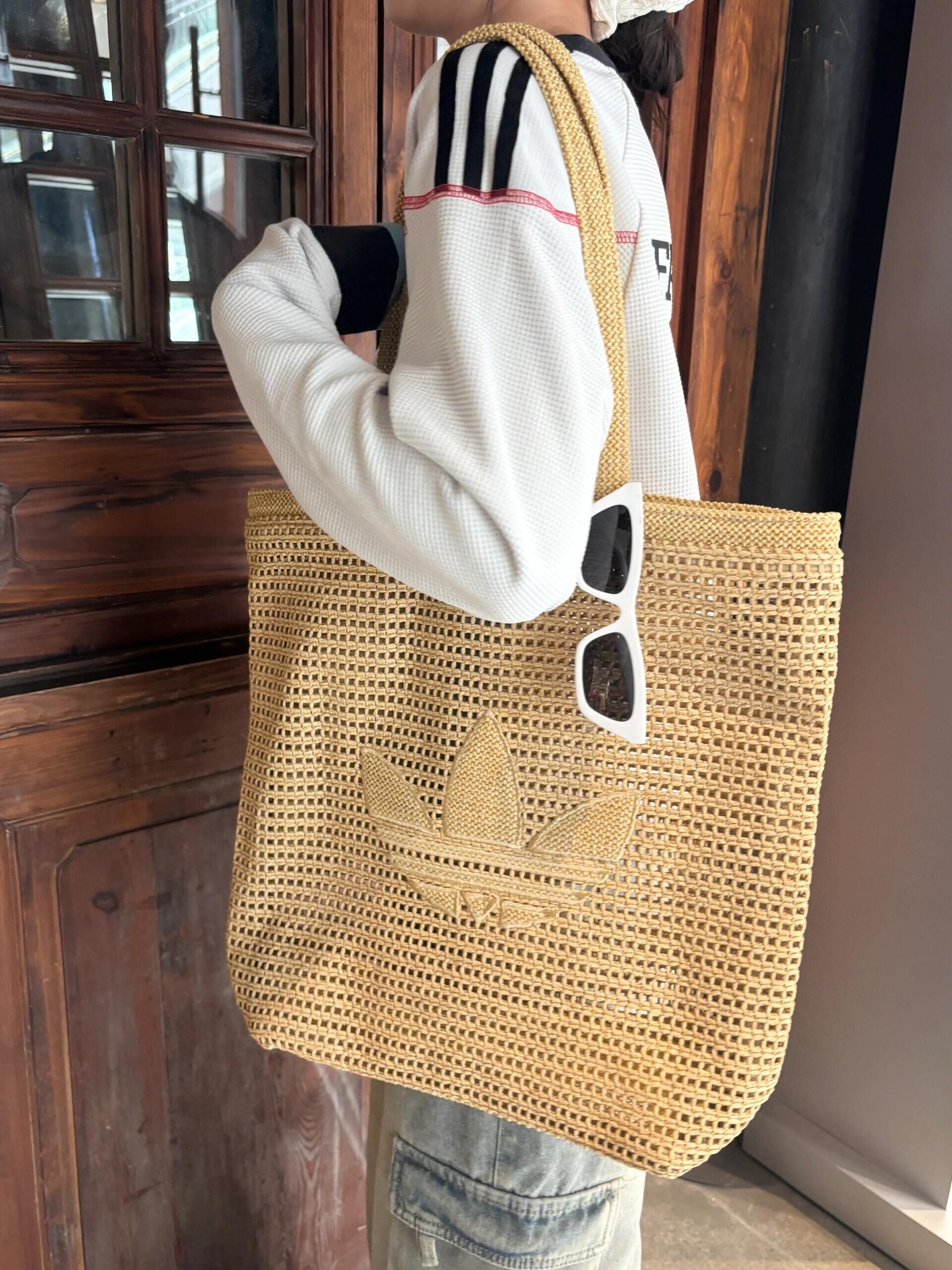 代購-Adidas Originals Knitting 編織 托特包 復古燕麥