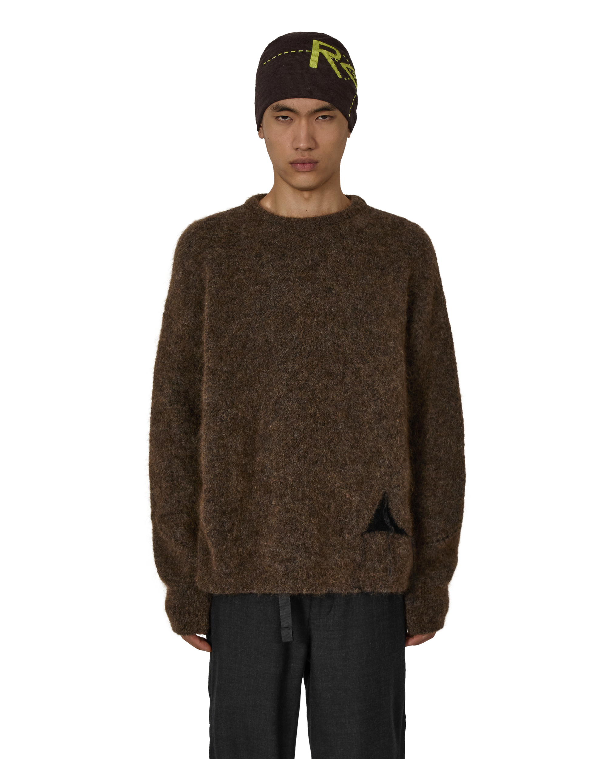Roa Hiking｜Dropstitch Mohair Knit Crewneck "Brown"