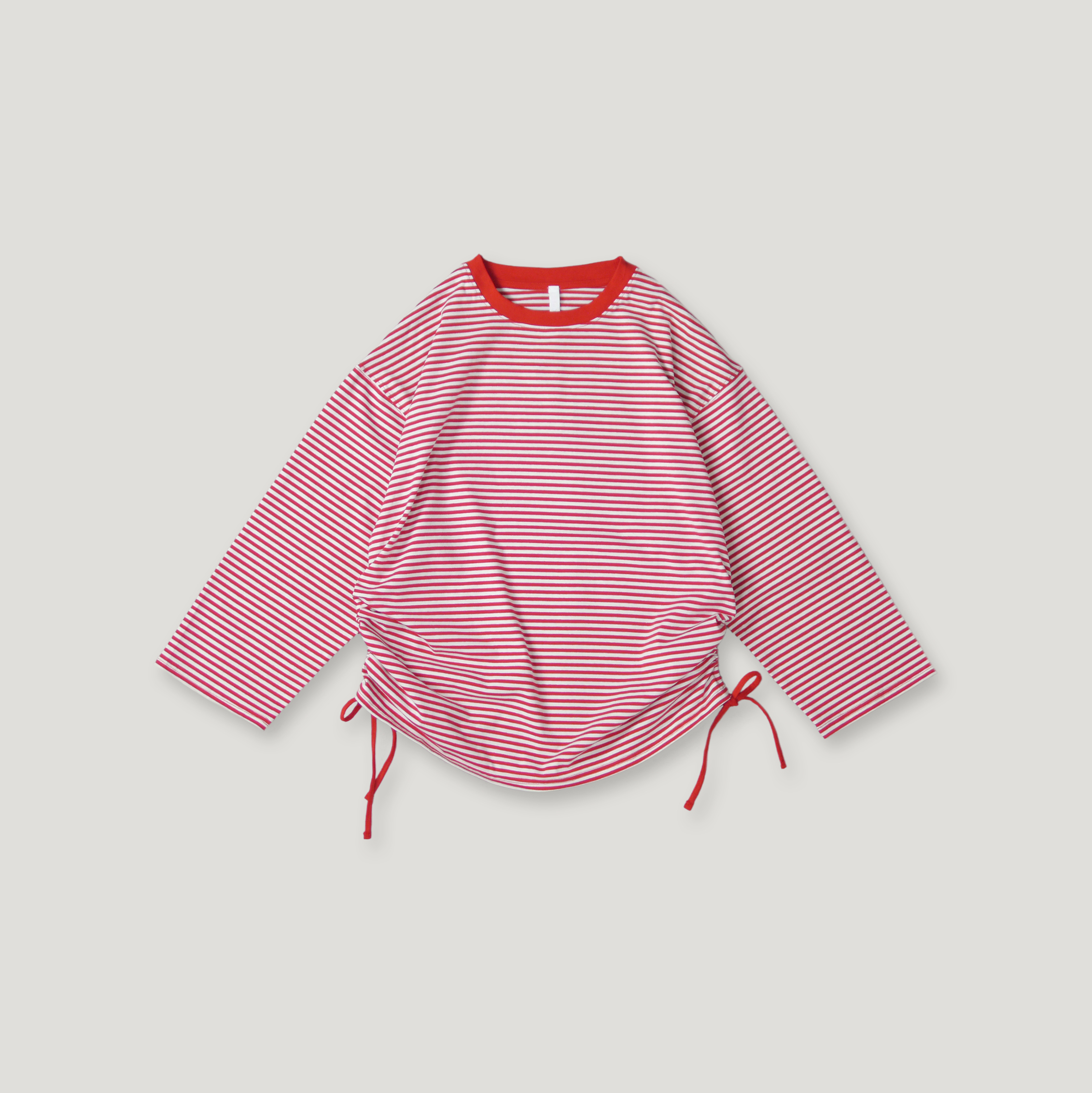 J.P.L. 滾邊領橫紋抽褶上衣╭ 3色 ╮