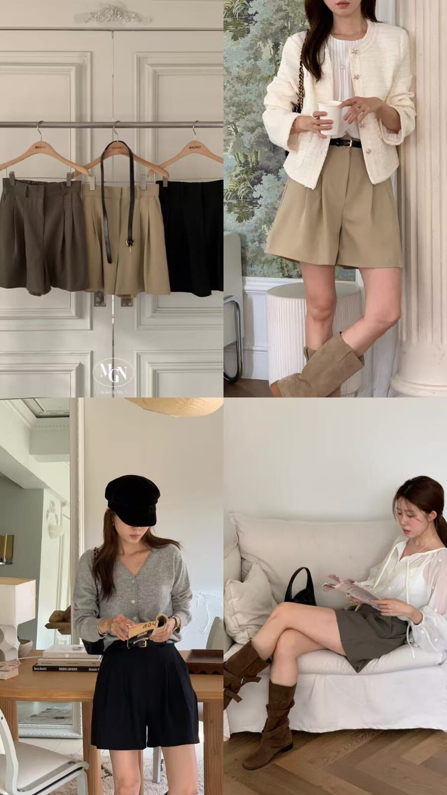 MN5004 秋日感壓摺後橡筋短褲-杏色  *特價* (優惠碼同充值購物金不適用)