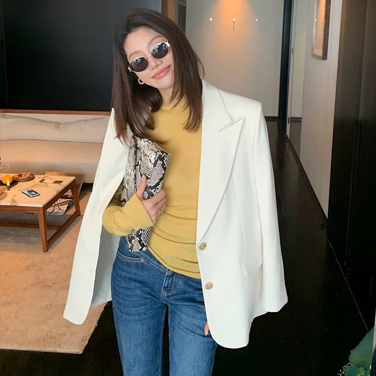 韓妞氣息挺版V領西裝外套-S-L/ 2色 (Elegant & Love)