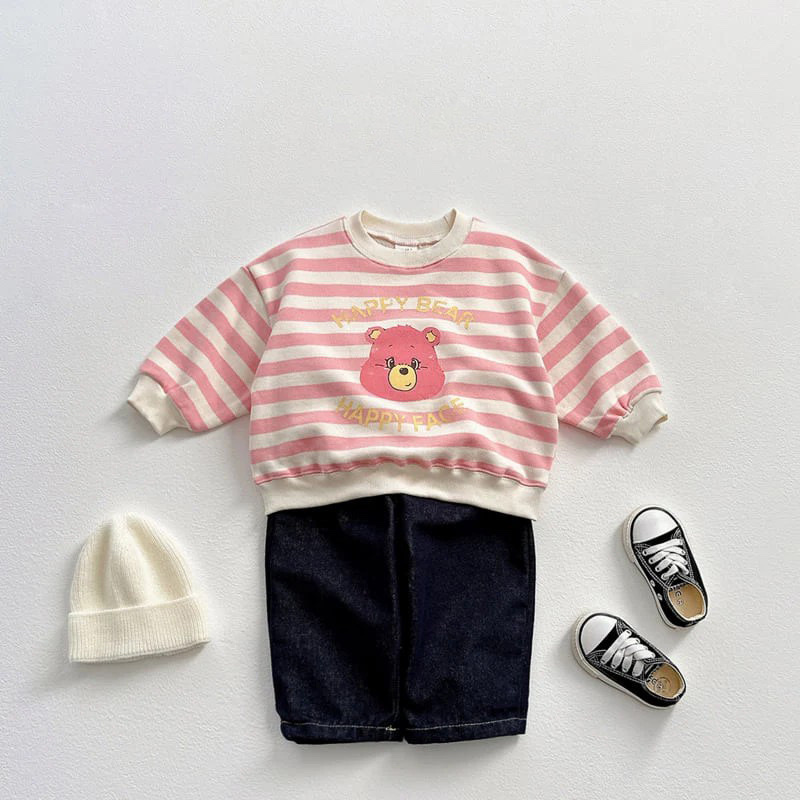 純棉條紋糖果熊上衣