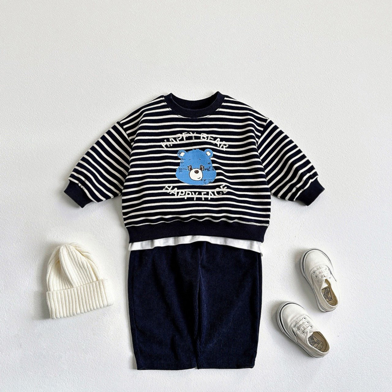 純棉條紋糖果熊上衣