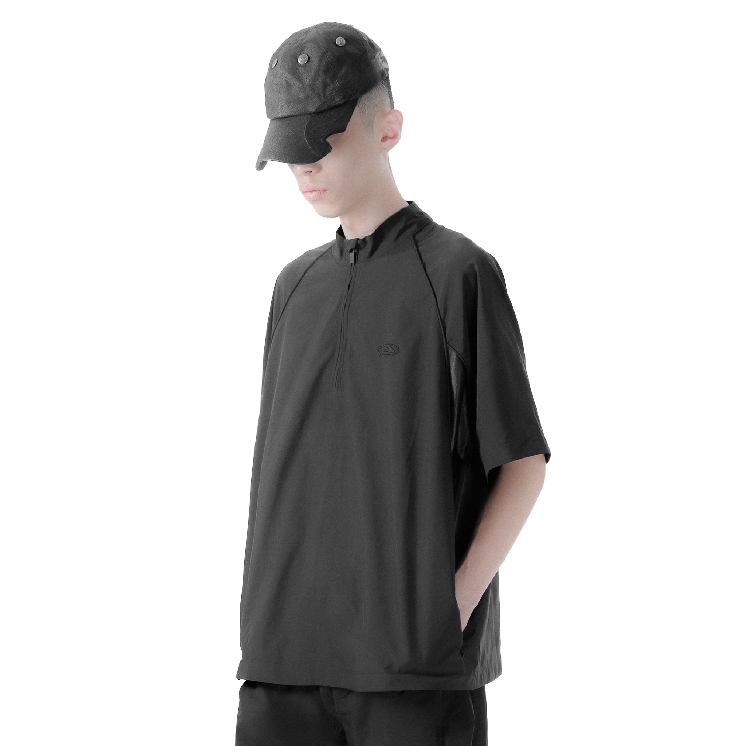 JOBDATASHEET Water-Repellent Nylon Zip-Up Short Sleeve Top [D23]
