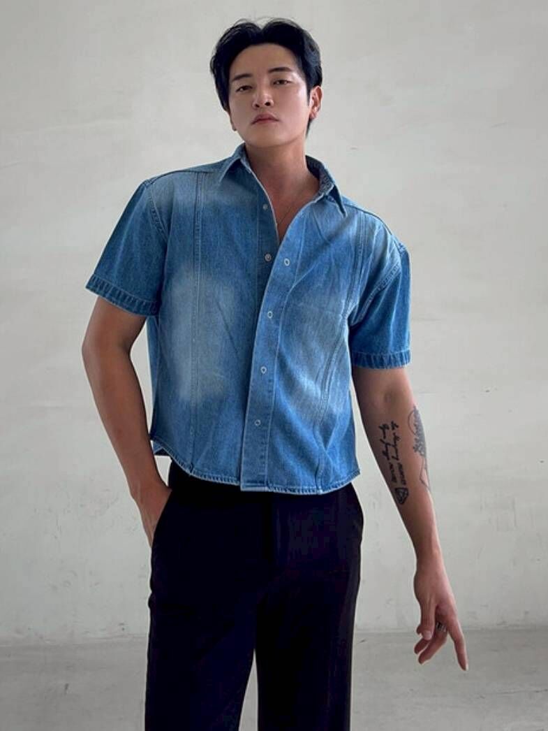 Pinterest 短款牛仔襯衫