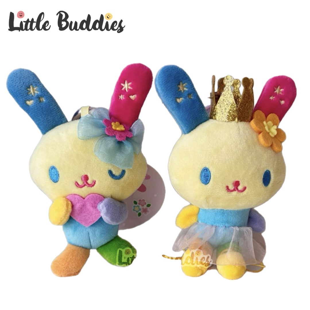 日本 Sanrio Usahana 彩虹兔 心形扣匙扣公仔
