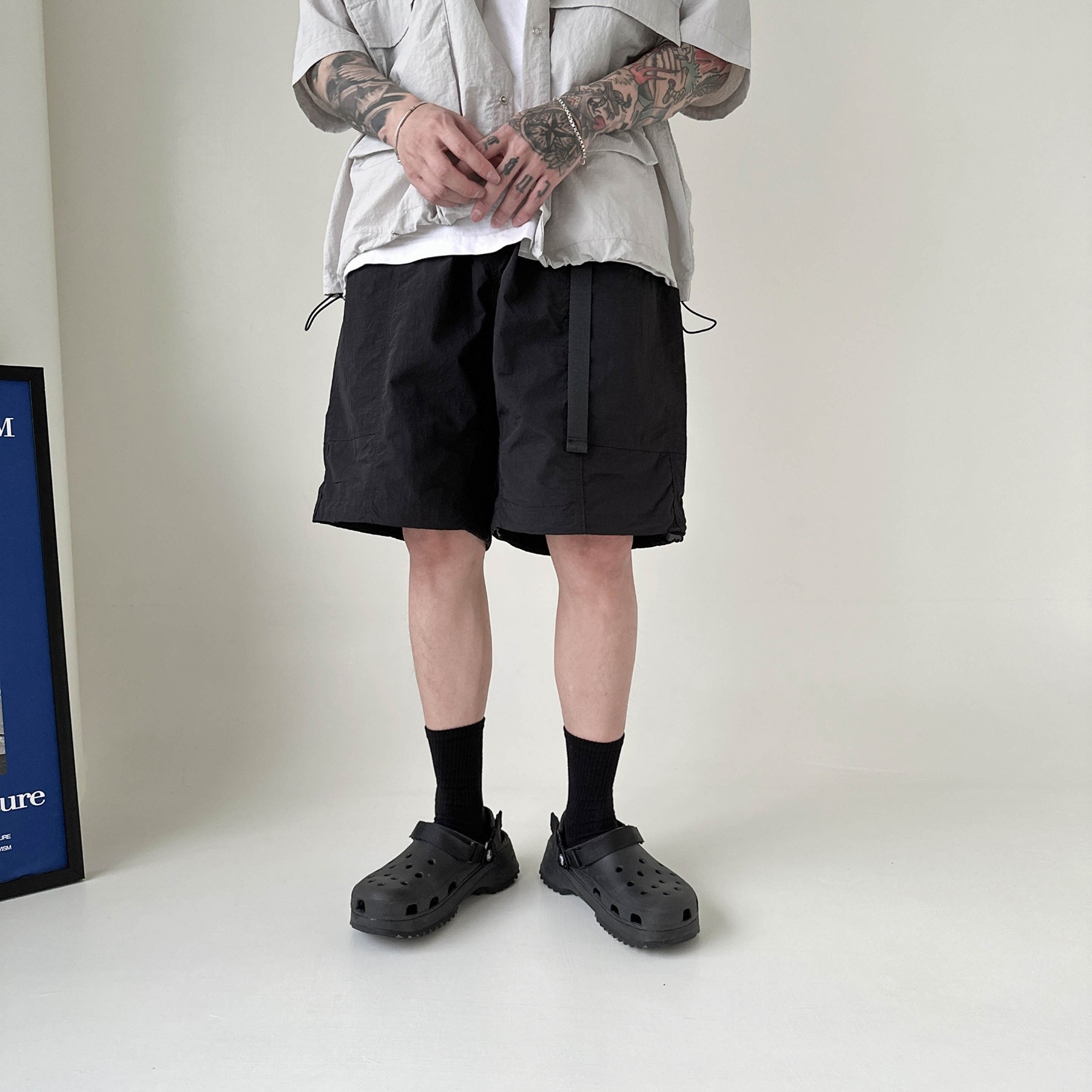 韓國復古 尼龍機能短褲