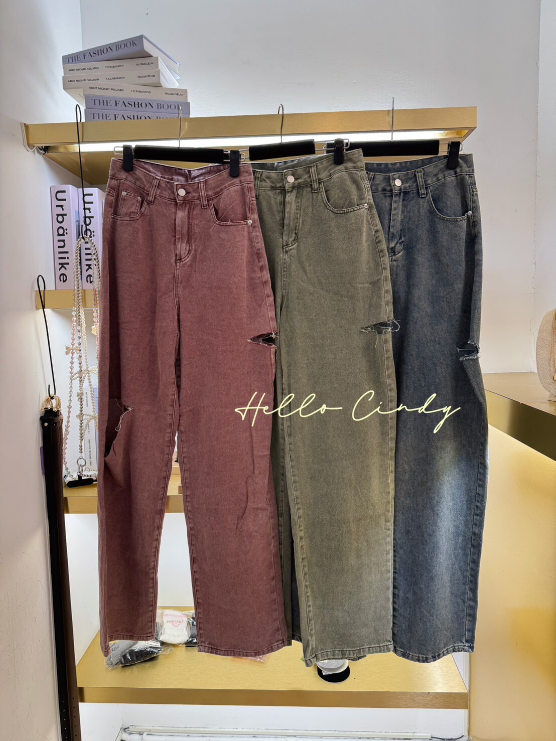 Baby系列 B08152 現貨-復古感割破造型直筒寬褲