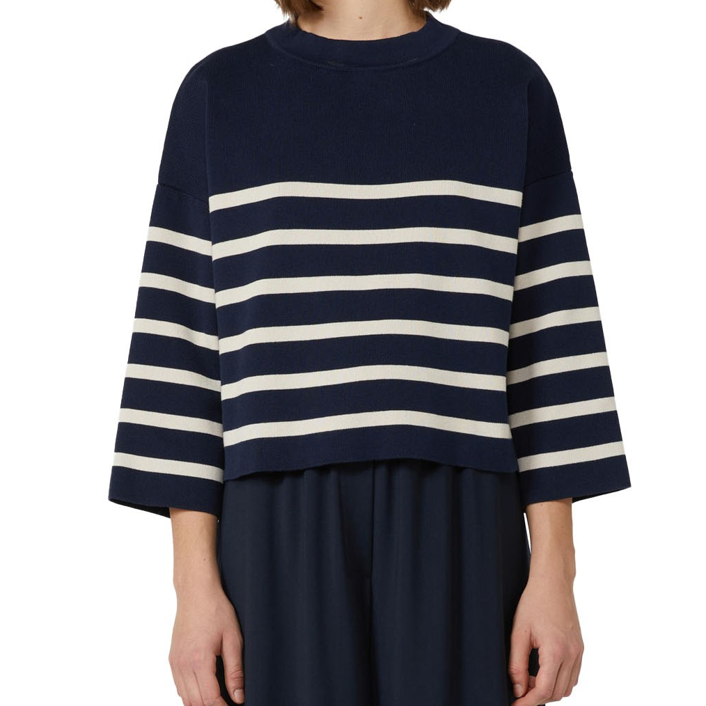 1LN0902-008 MAX MARA Weekend Pinide Striped Jumper Navy #5366195106-011 (C-BR-E)