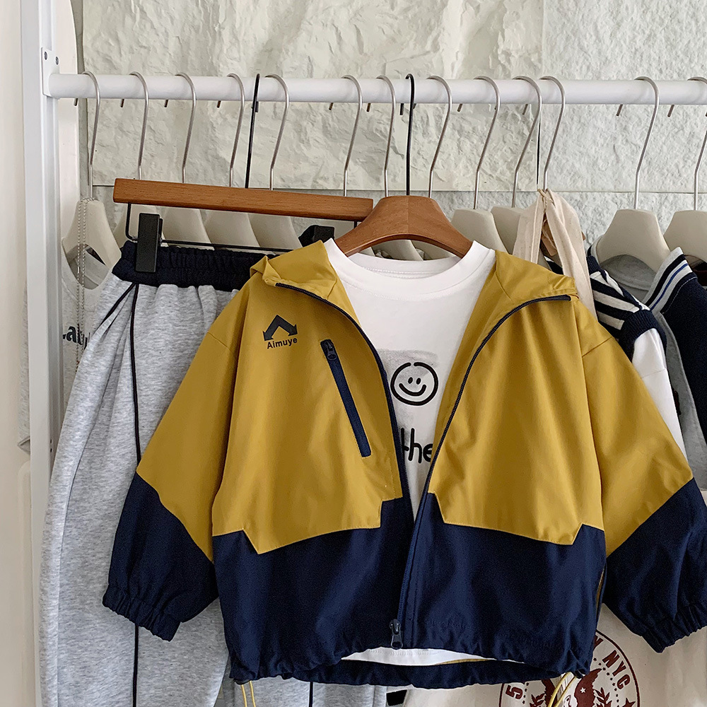 焦糖拼藍 防風外套