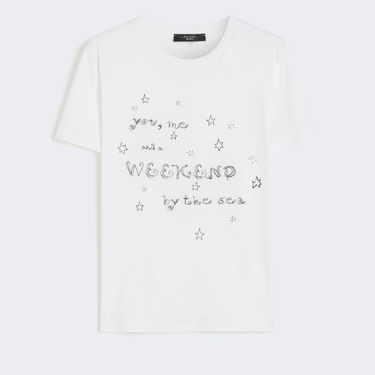 1LN0902-012 MAX MARA Weekend Cotton Print T-Shirt White #5976045106-001 (C-BR-E)