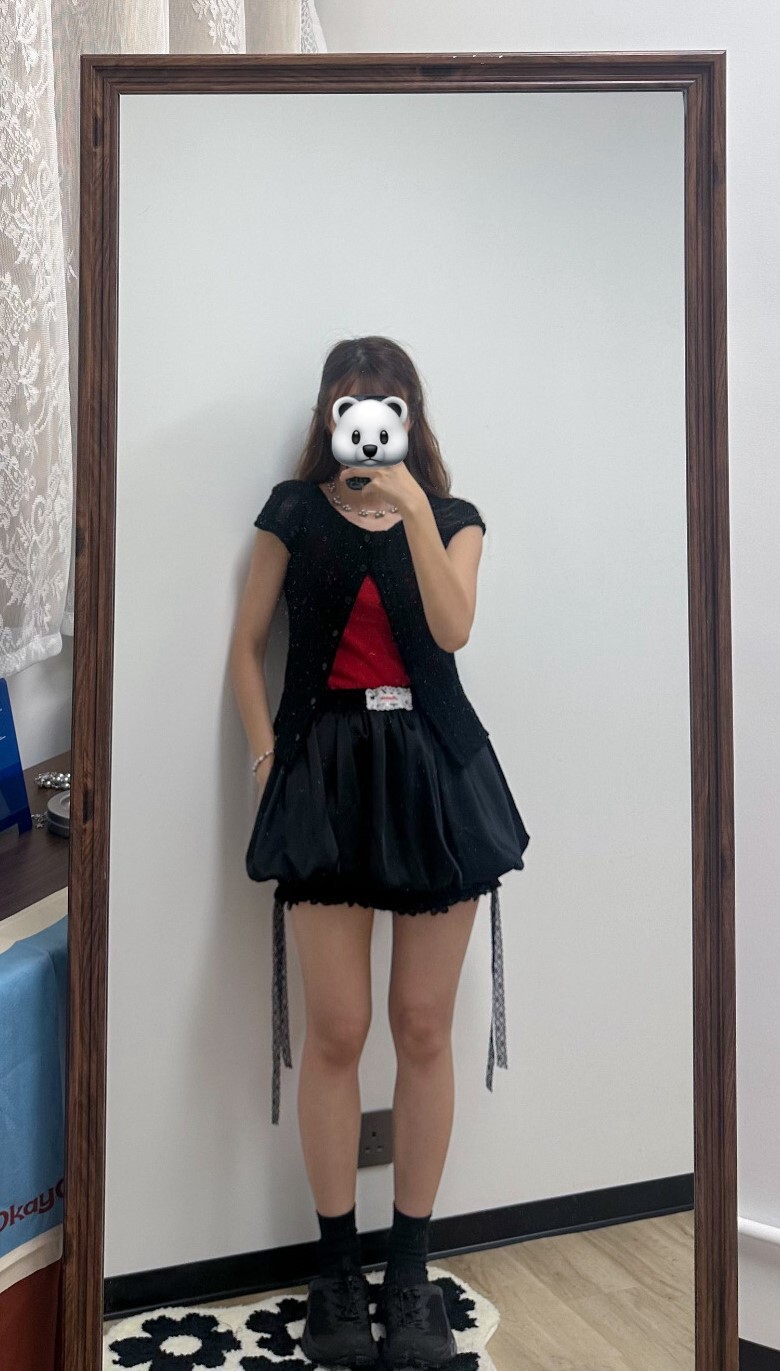 亮面Lace泡泡裙褲(黑/白)