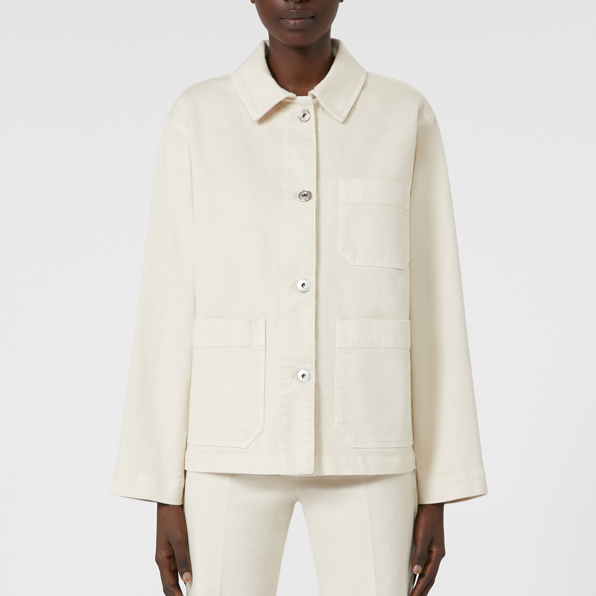 1LN0902-014 MAX MARA Weekend Straight-Fit Cotton Bull Denim Jacket Ivory #5046075106-002 (C-BR-E)