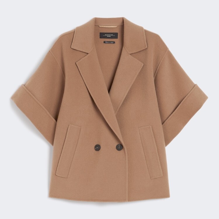 1LN0902-015 MAX MARA Weekend Short Wool Broadcloth Coat Light Brown #5086025106-087 (C-BR-E)
