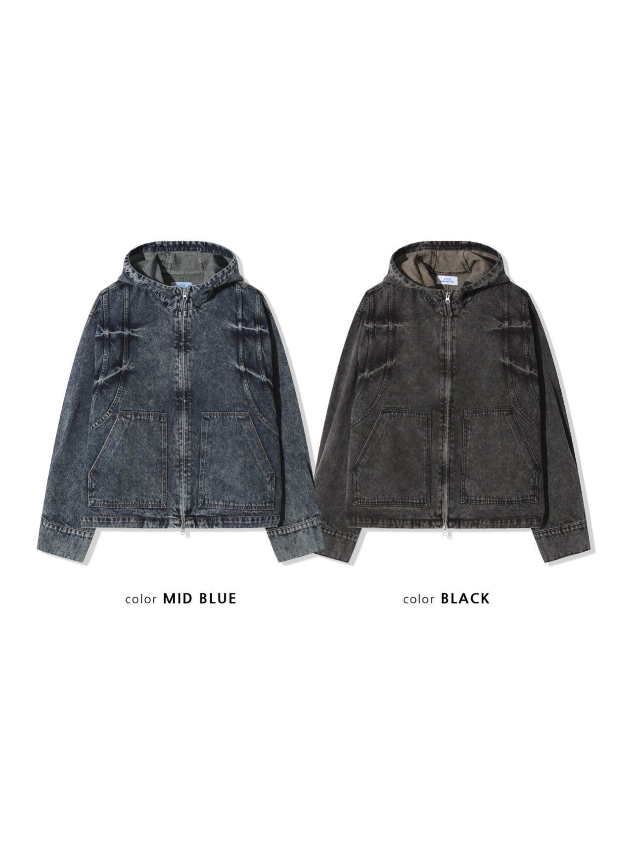 洗水連帽拉鍊牛仔褸 UNUSED-109JK
