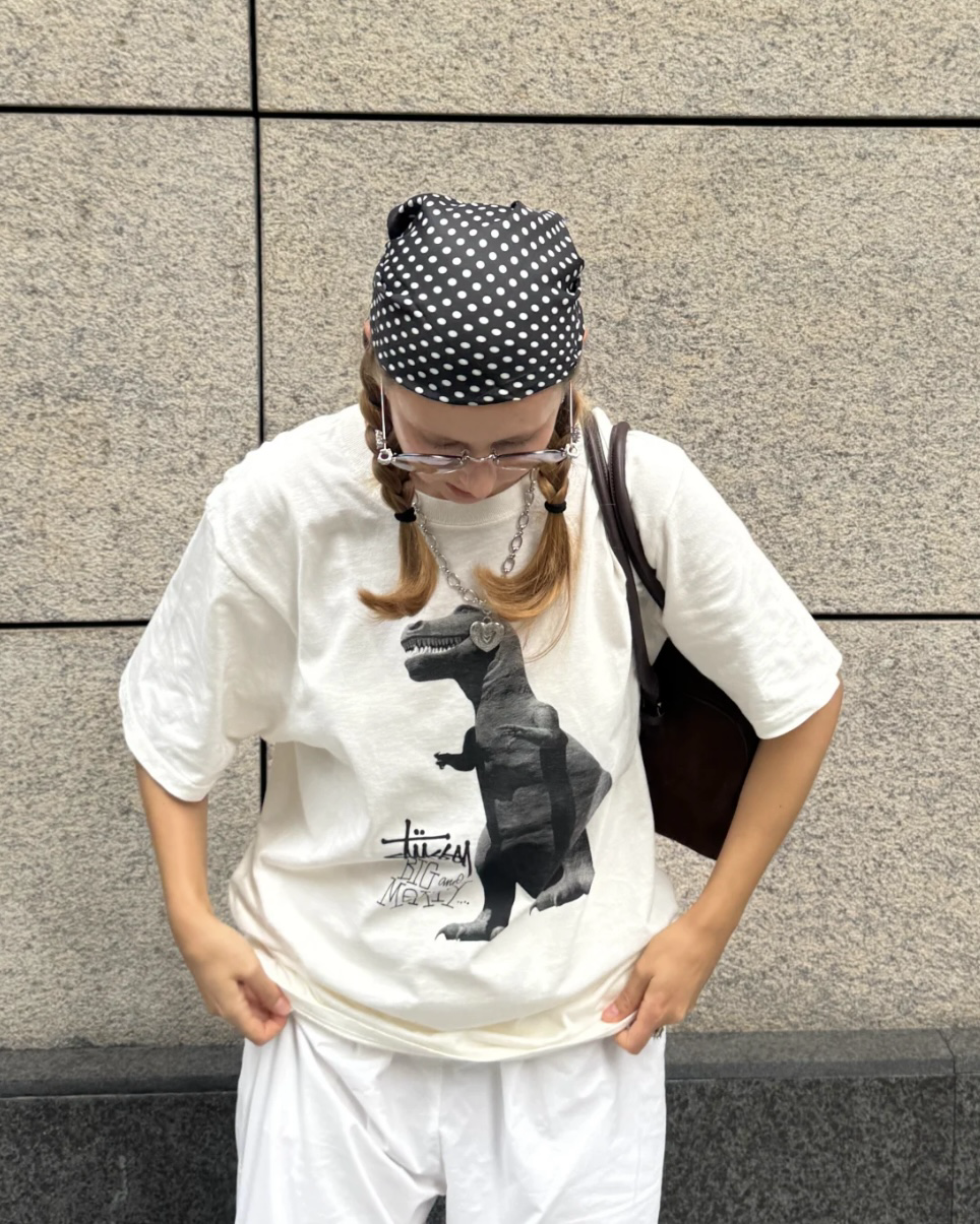 Stussy SS25 BIG & MEATY TEE PIGMENT DYED 恐龍圖案短袖 T恤 2色