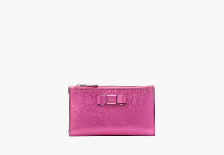 【預購】Kate Spade G082754 Morgan Bow Metallic Small Slim Bifold Wallet