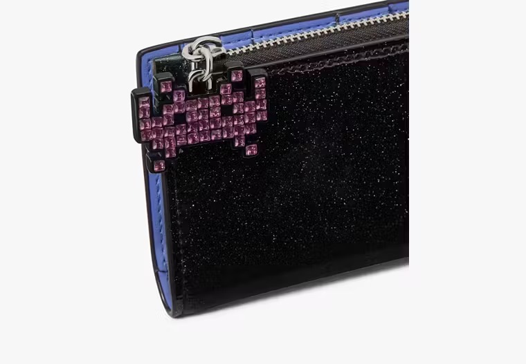 【預購】Kate Spade G082755 Space Invaders X Kate Spade New York Glitter Patent Small Slim Bifold Wallet