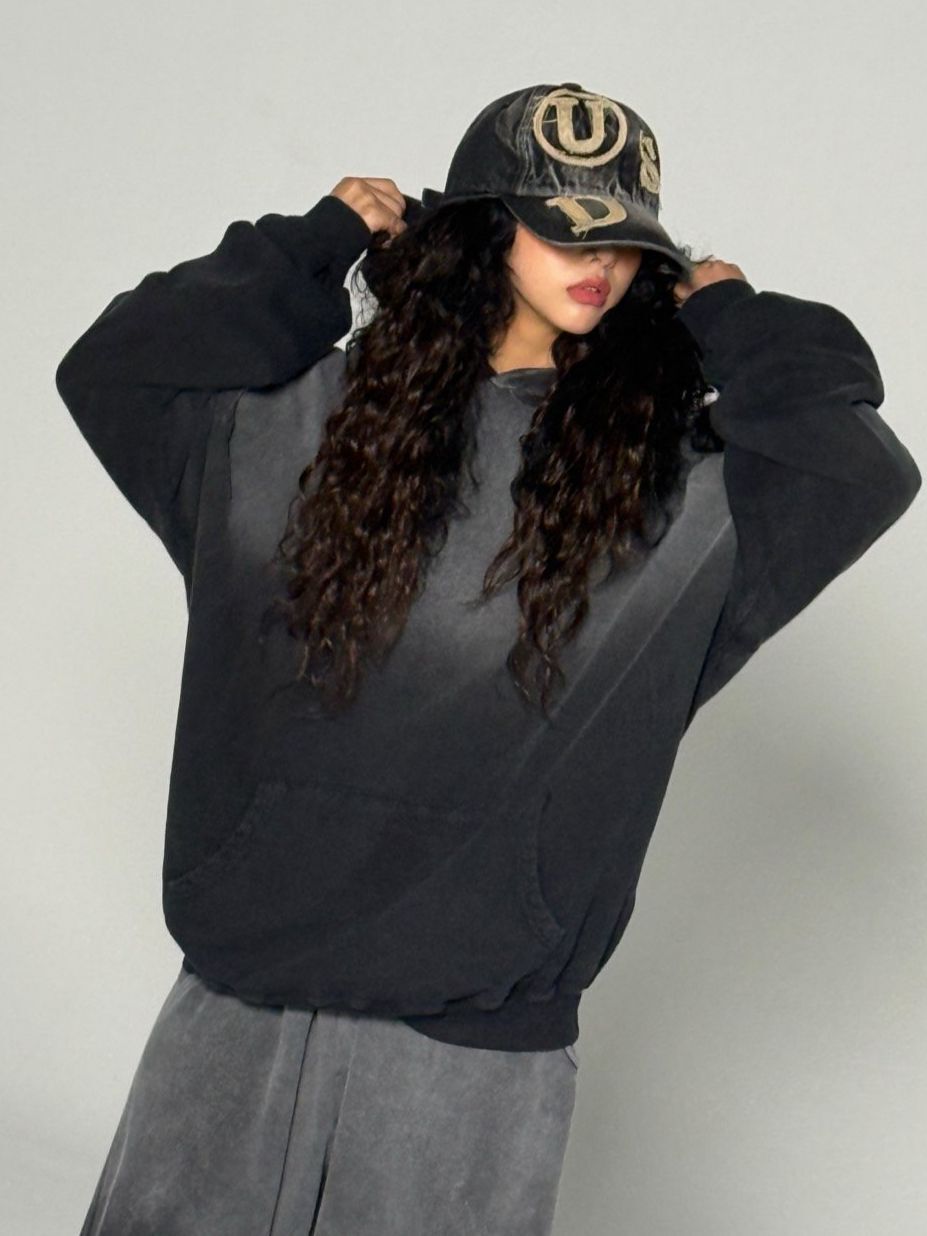 仿污淨色連帽衛衣 UNUSED-116T