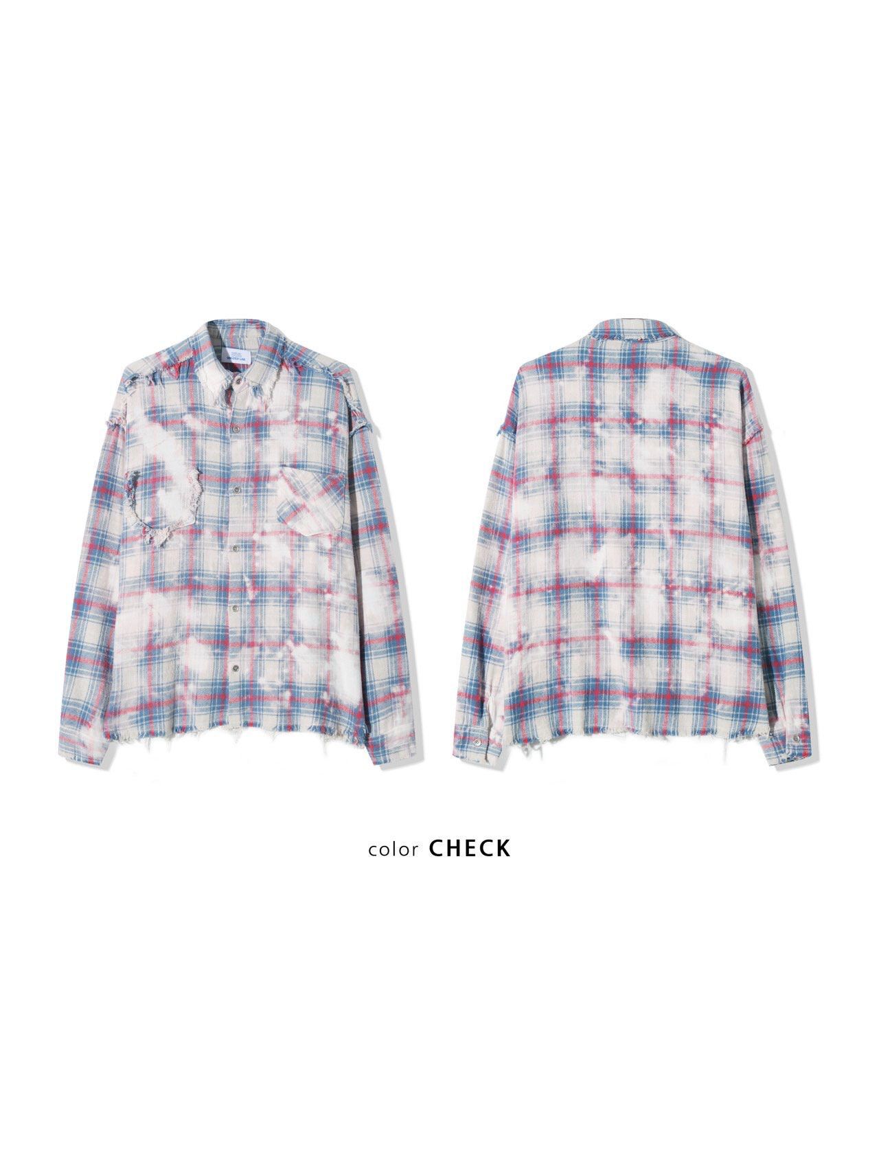 格仔長袖恤衫 UNUSED-121S