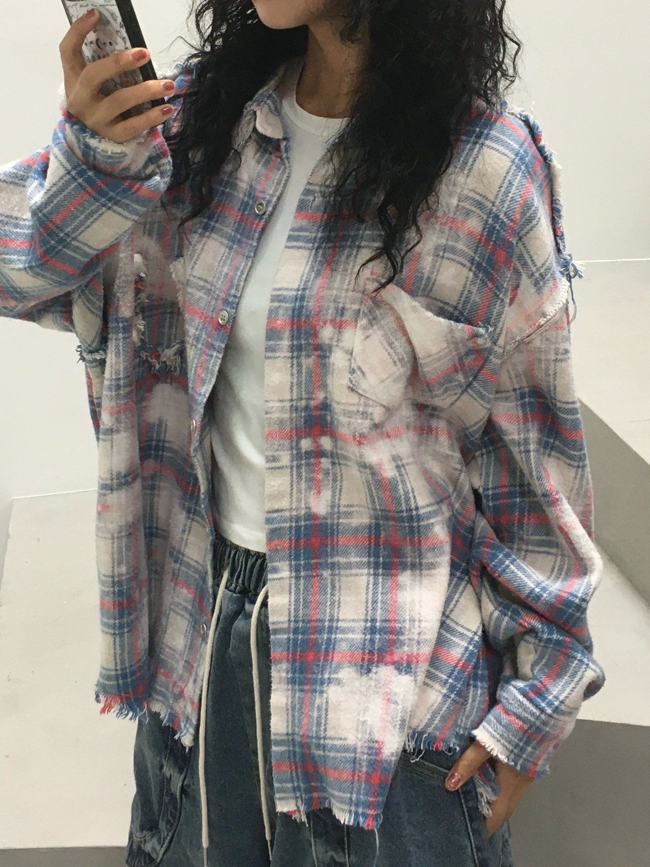 格仔長袖恤衫 UNUSED-121S