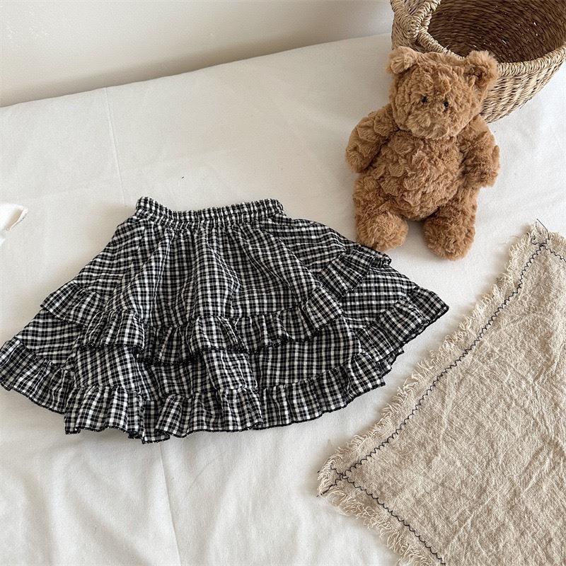 黑白格蛋糕裙