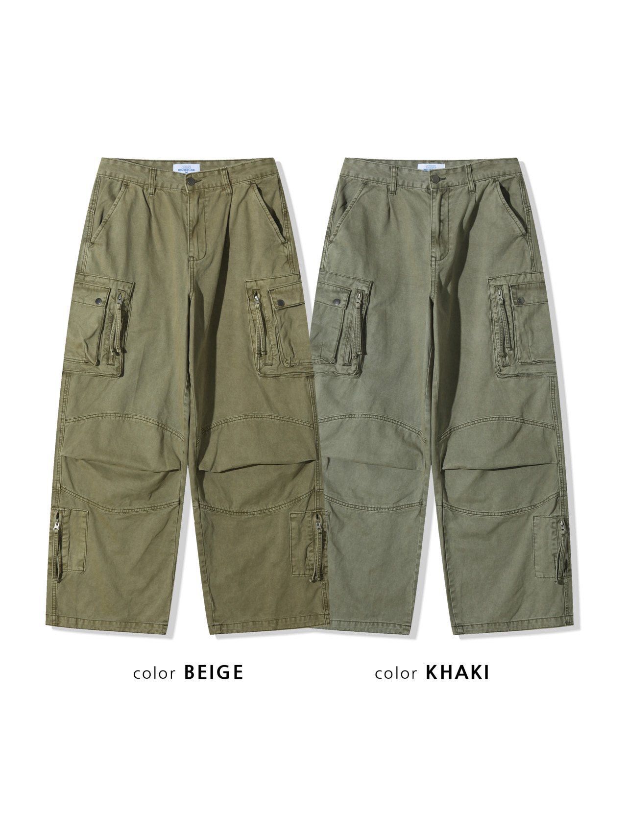 淨色可束腳工裝鬆身褲 UNUSED-127P